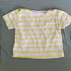 Zara Baby T-shirt Yellow & White Stripe Size 3-6m